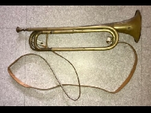 Trompette de Cavalerie modèle 1845 avec courroie de cuir blanchi Gendarmerie